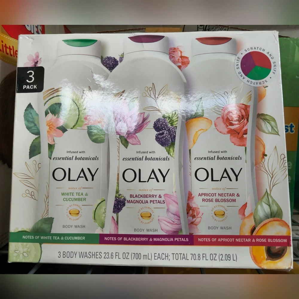 New! Olay Essential Botanicals Body Wash 23.6 fl oz, 3-pack Soap Skin Soft NIB!! - Picture 4 of 5